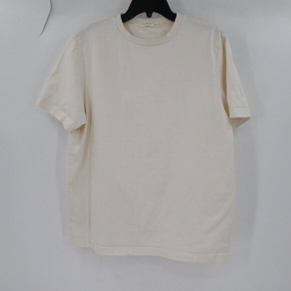 SUITSUPPLY shirt Mens Medium cream Tee Pure Cotton Crew Neck Short Sleeve - Picture 1 of 11